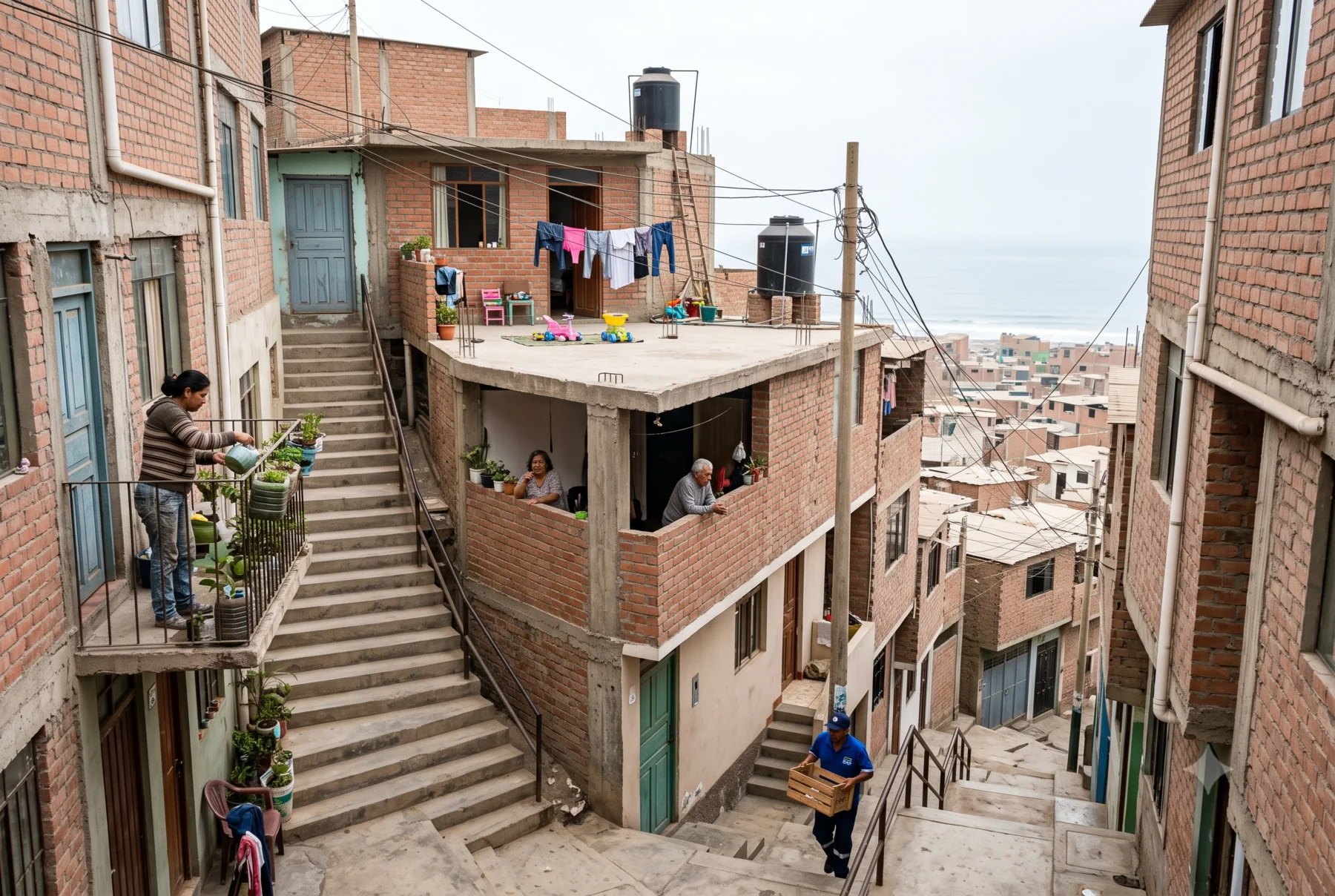 Escaleras y viviendas en El Alto